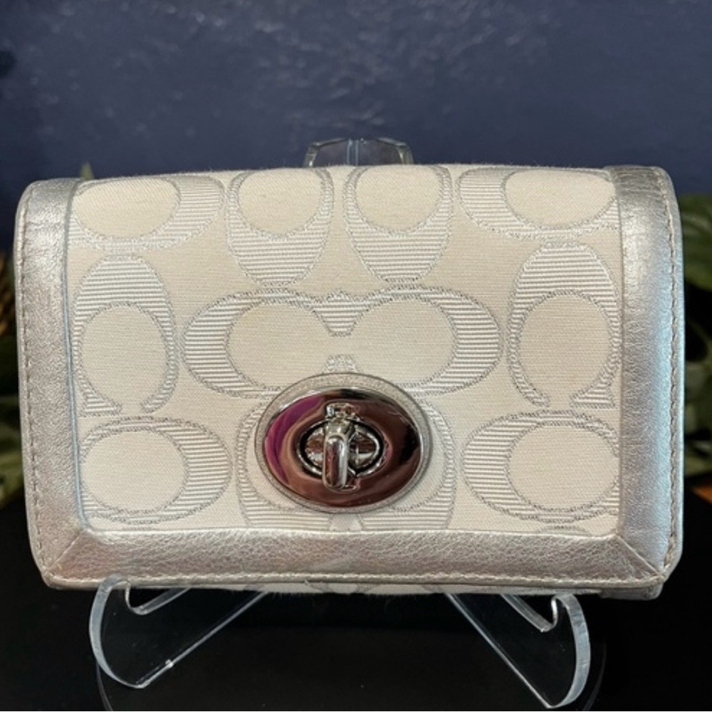 Coach Metallic Cream and Silver Wallet